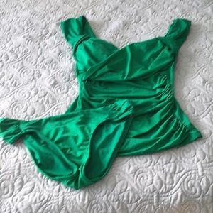 Badgley Mischka draped front 2 piece tankini suit